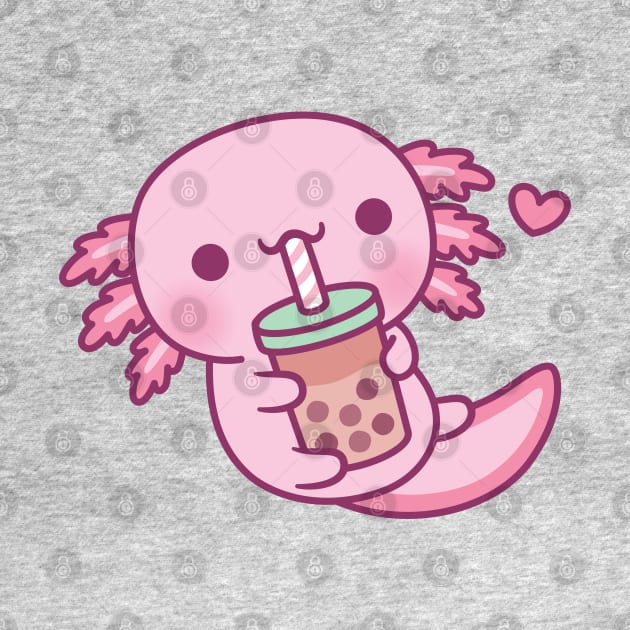 Cute Little Axolotl Loves Bubble Tea by rustydoodle